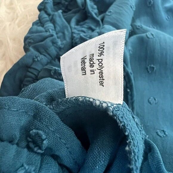 Lane Bryant Plus Size 18/20 Classic Sleeve Off-The-Shoulder Teal Top Swiss Dot - Picture 12 of 12